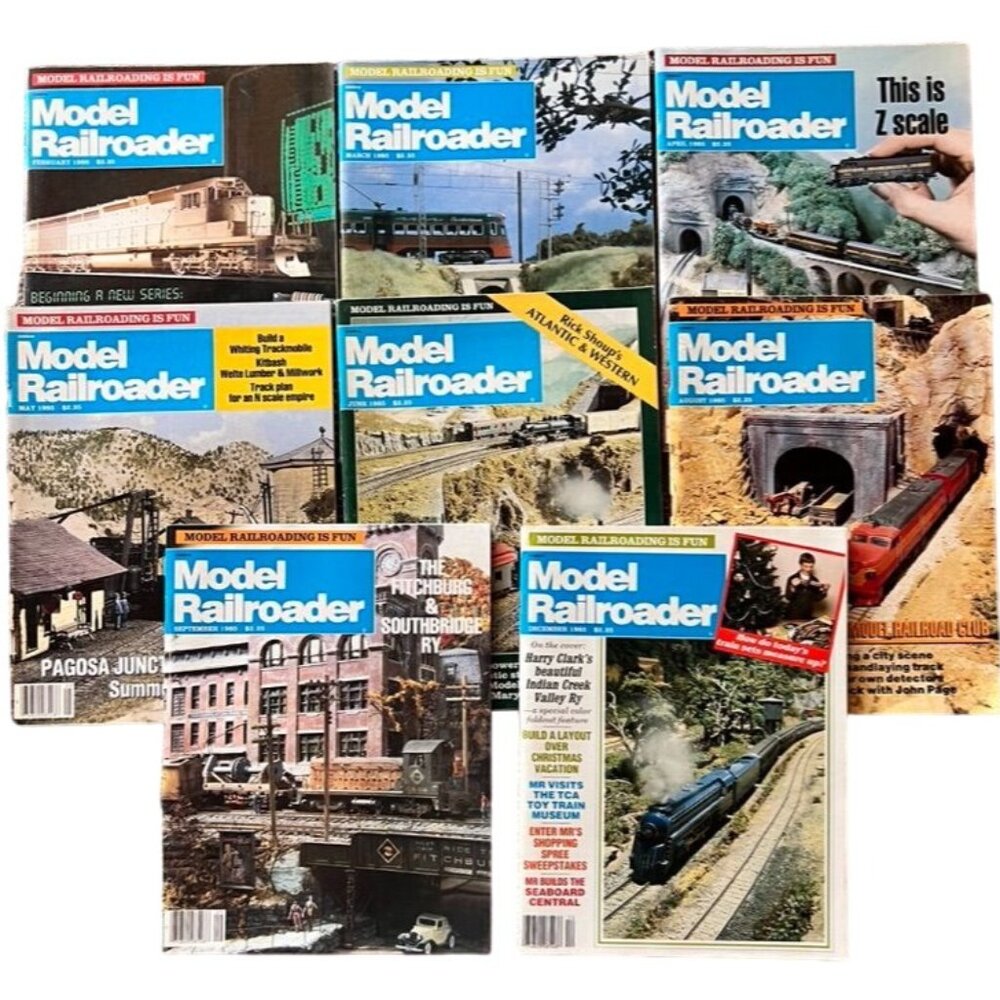 Vintage Model Railroader Magazines 1985 Lot of 8 Issues Trains